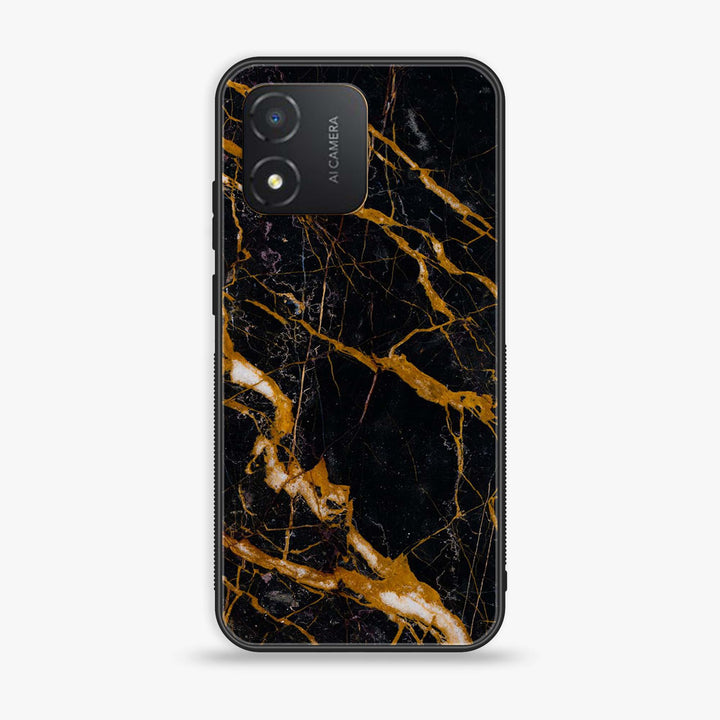 Honor X5 - Golden Black Marble - Premium Printed Glass soft Bumper Shock Proof Case