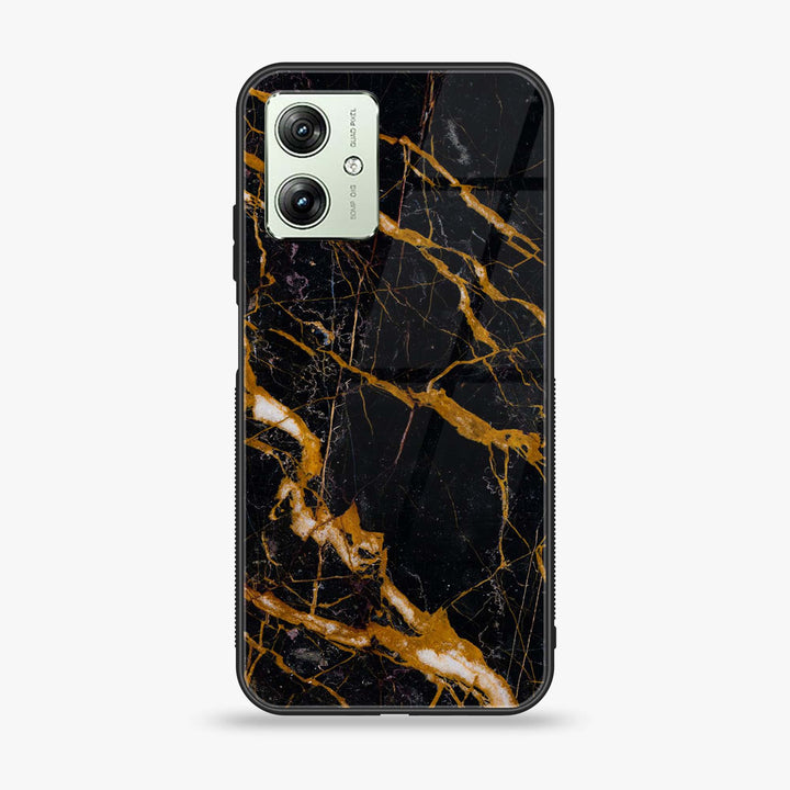Motorola Moto G54 - Golden Black Marble - Premium Printed Glass soft Bumper Shock Proof Case