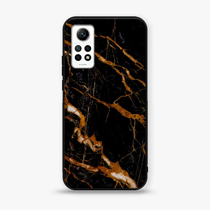 Xiaomi Redmi Note 12 Pro 4G - Golden Black Marble - Premium Printed Glass soft Bumper Shock Proof Case
