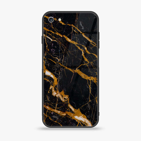 iPhone 6 Plus - Golden Black Marble - Premium Printed Glass soft Bumper shock Proof Case