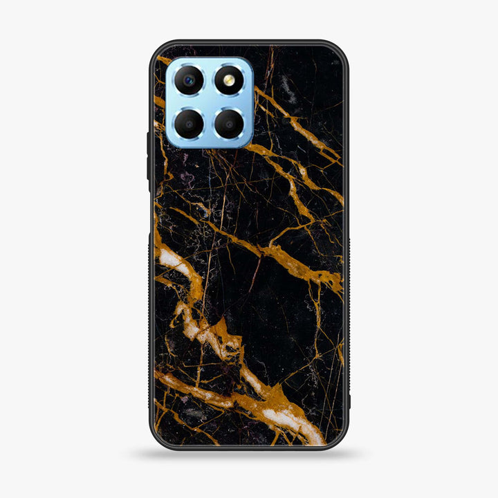 Honor X6 - Golden Black Marble - Premium Printed Glass soft Bumper Shock Proof Case