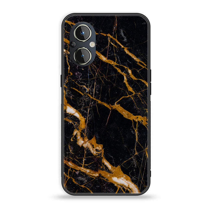 OnePlus Nord N20 5G - Golden Black Marble - Premium Metal Printed soft Bumper Shock Proof Case