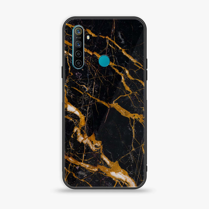 Realme Narzo 10 - Golden Black Marble - Premium Printed Glass soft Bumper Shock Proof Case