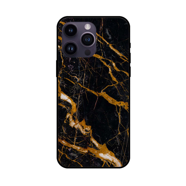 iPhone 12 Pro - Golden Black Marble - Premium Metal Printed soft Bumper shock Proof Case