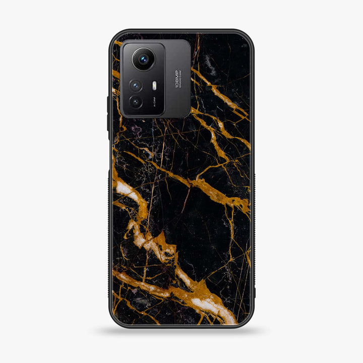 Xiaomi Redmi Note 12S - Golden Black Marble - Premium Printed Glass soft Bumper shock Proof Case