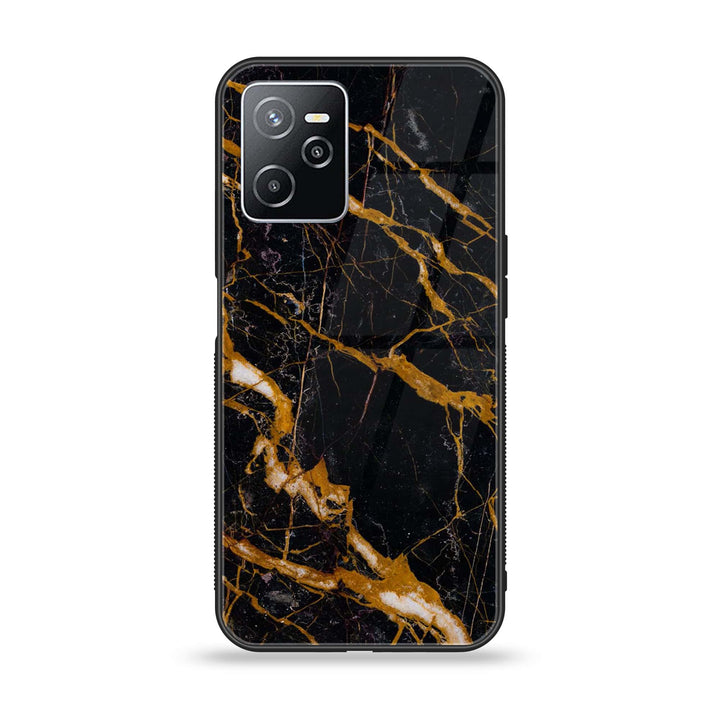 Realme Narzo 50A Prime - Golden Black Marble - Premium Printed Glass soft Bumper shock Proof Case
