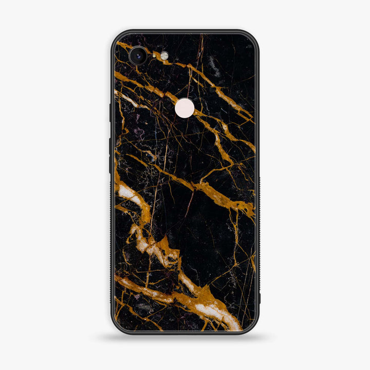 Google Pixel 3 XL - Golden Black Marble - Premium Metal Printed soft Bumper Shock Proof Case