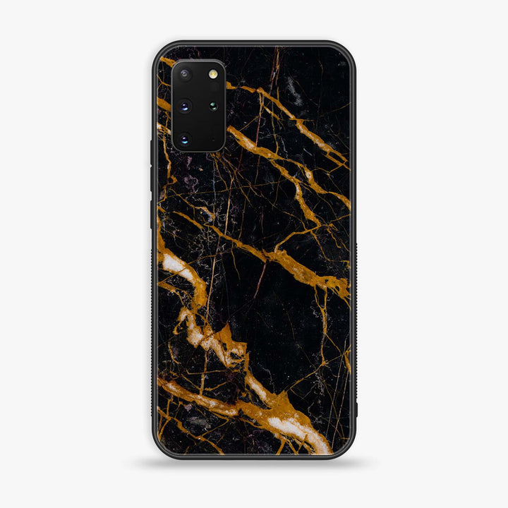 Samsung Galaxy S20 Plus - Golden Black Marble - Premium Printed Glass soft Bumper Shock Proof Case CS-26917