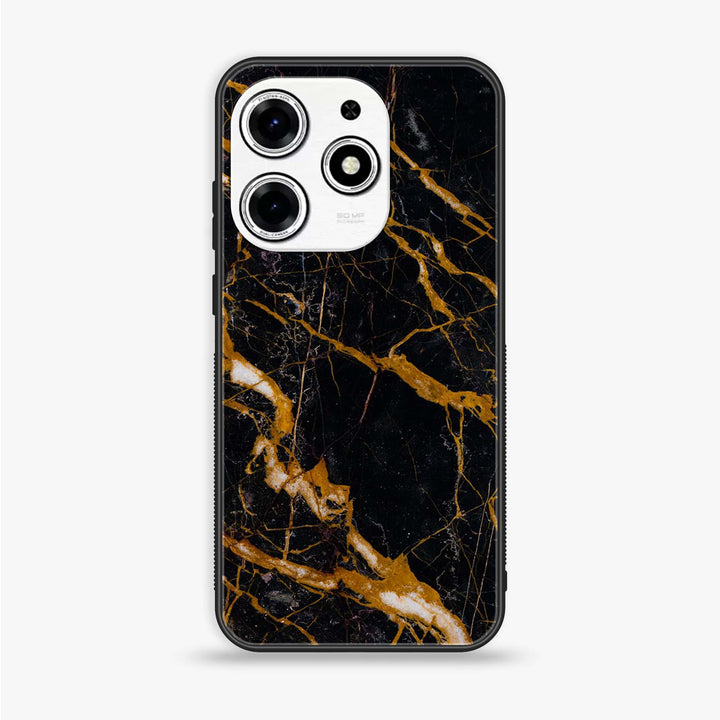 Tecno Spark 10 Pro - Golden Black Marble - Premium Printed Glass soft Bumper shock Proof Case