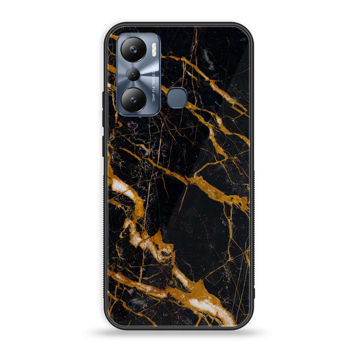 Infinix Hot 20i - Golden Black Marble - Premium Metal Printed soft Bumper shock Proof Case
