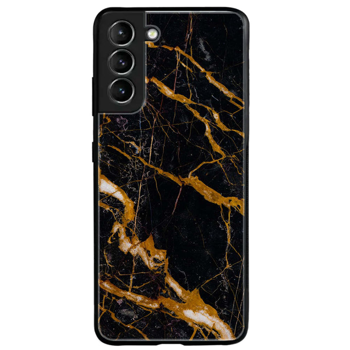 Samsung Galaxy S21 Plus - Golden Black Marble - Premium Metal Printed soft Bumper shock Proof Case