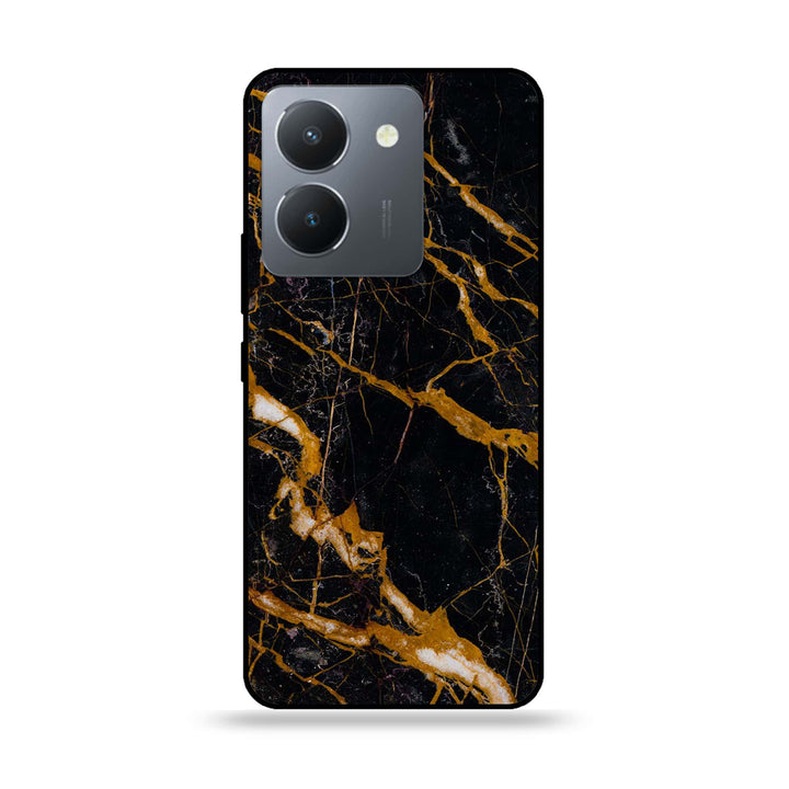 Vivo Y36 - Golden Black Marble - Premium Printed Glass soft Bumper Shock Proof Case