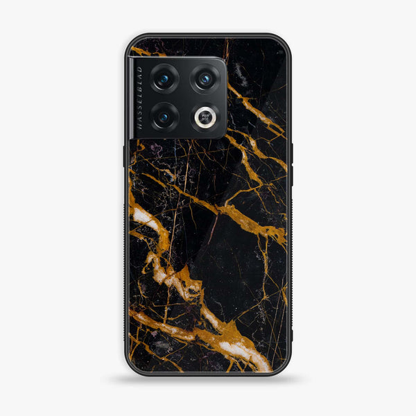 OnePlus 10 Pro - Golden Black Marble - Premium Printed Glass soft Bumper Shock Proof Case