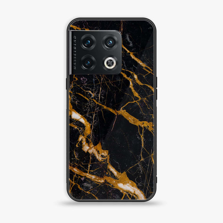 OnePlus 10 Pro - Golden Black Marble - Premium Printed Glass soft Bumper Shock Proof Case