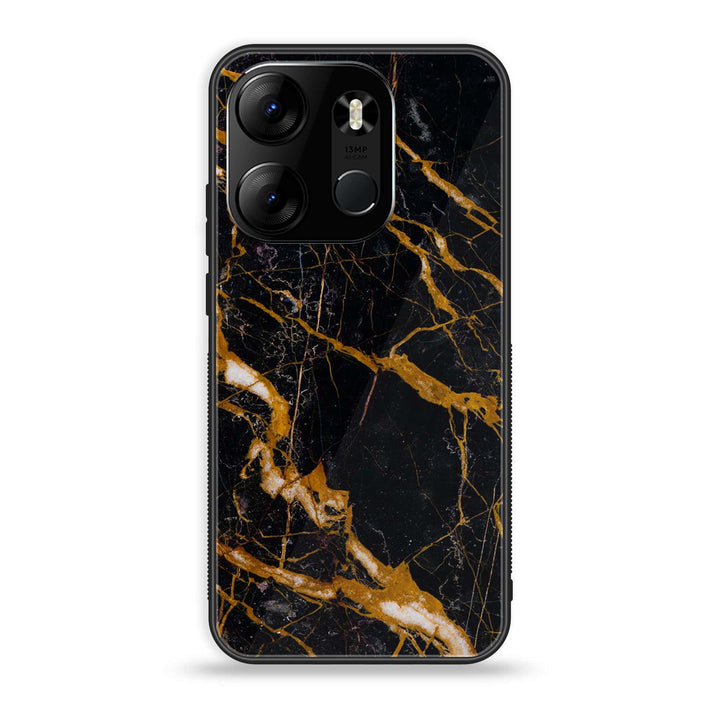 Tecno Spark Go 2023 - Golden Black Marble - Premium Printed Glass soft Bumper Shock Proof Case