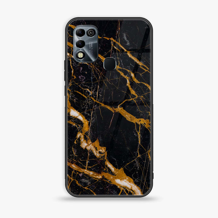 Infinix Hot 11 Play - Golden Black Marble - Premium Metal Printed soft Bumper shock Proof Case