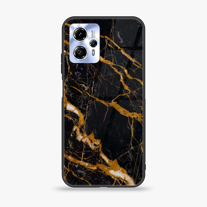 Motorola Moto G23 - Golden Black Marble - Premium Printed Glass soft Bumper Shock Proof Case