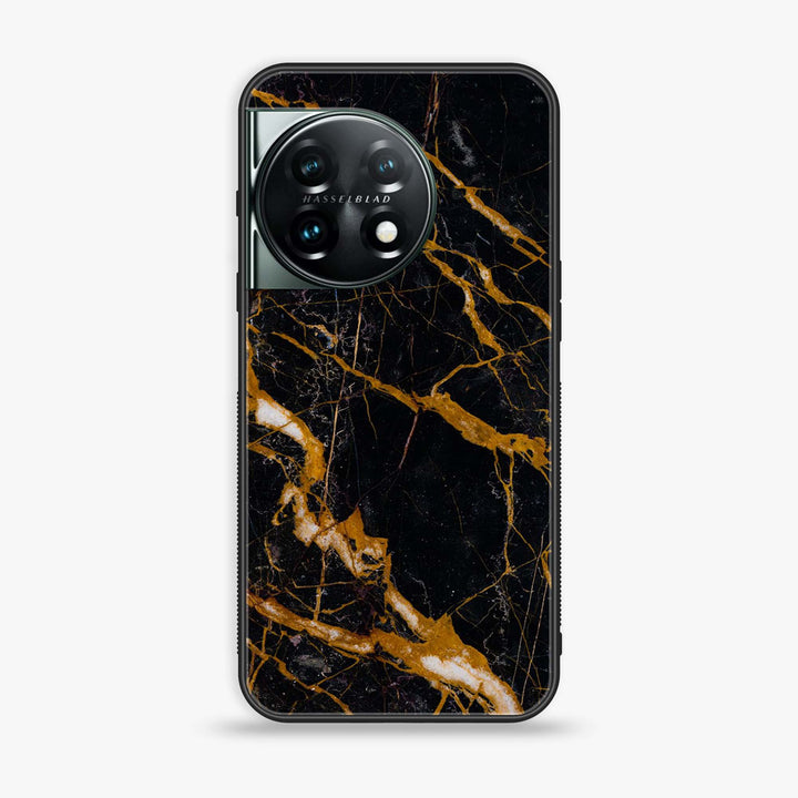 OnePlus 11R - Golden Black Marble - Premium Metal Printed soft Bumper Shock Proof Case