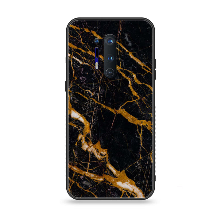 OnePlus 8 Pro - Golden Black Marble - Premium Metal Printed soft Bumper Shock Proof Case