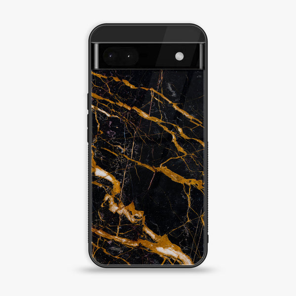 Google Pixel 6A - Golden Black Marble - Premium Printed Glass soft Bumper shock Proof Case