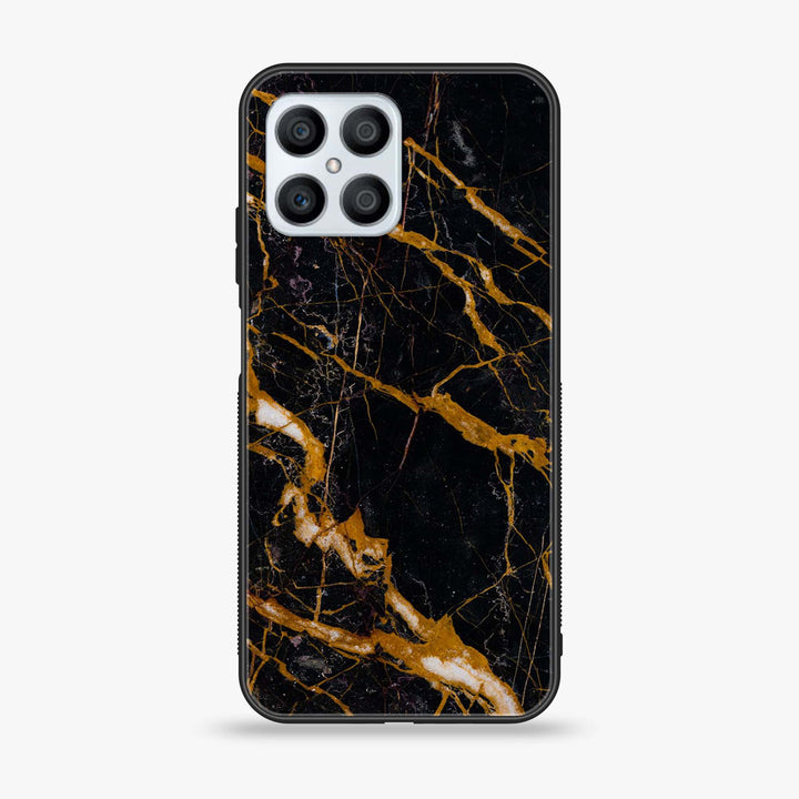Huawei Honor X8 4G - Golden Black Marble - Premium Printed Glass soft Bumper Shock Proof Case