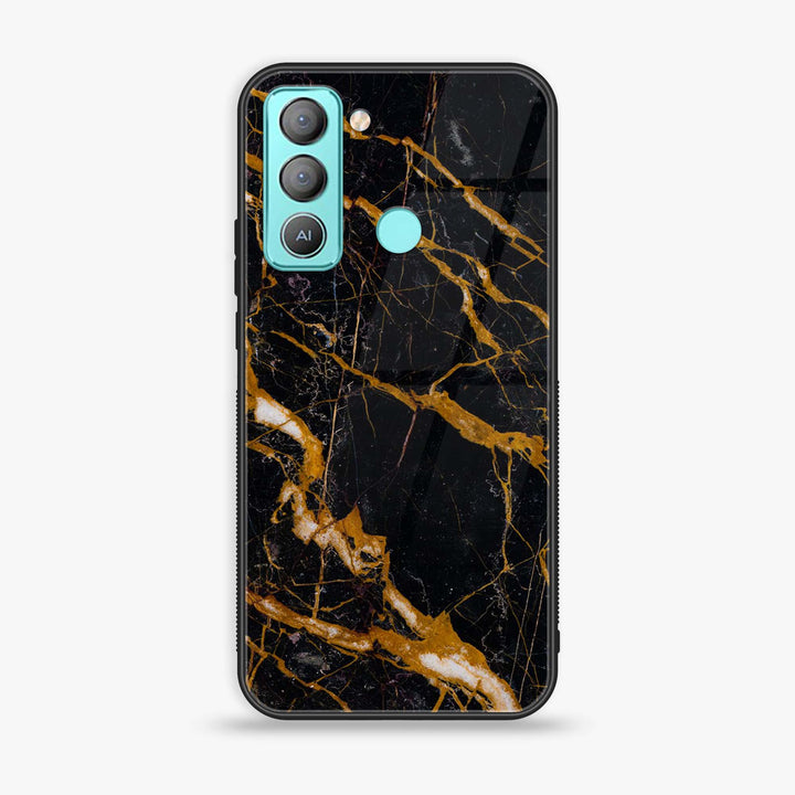 Tecno POP 5 LTE - Golden Black Marble - Premium Printed Glass soft Bumper Shock Proof Case