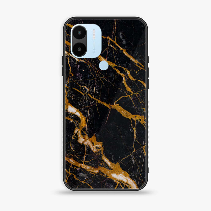 Xiaomi Redmi A2 Plus - Golden Black Marble - Premium Printed Glass soft Bumper Shock Proof Case
