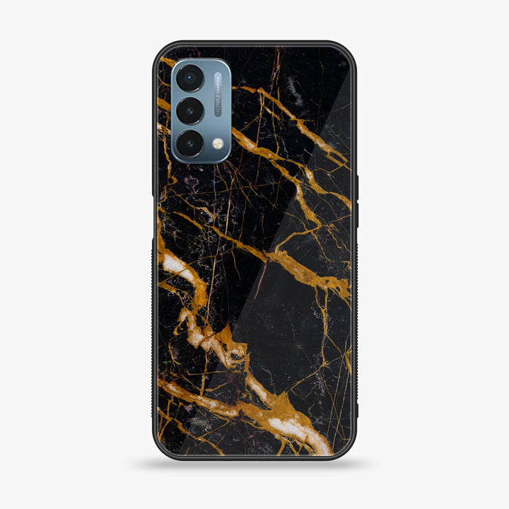 OnePlus Nord N200 5G - Golden Black Marble - Premium Metal Printed soft Bumper Shock Proof Case