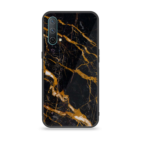 OnePlus Nord CE 5G - Golden Black Marble - Premium Printed Glass soft Bumper Shock Proof Case