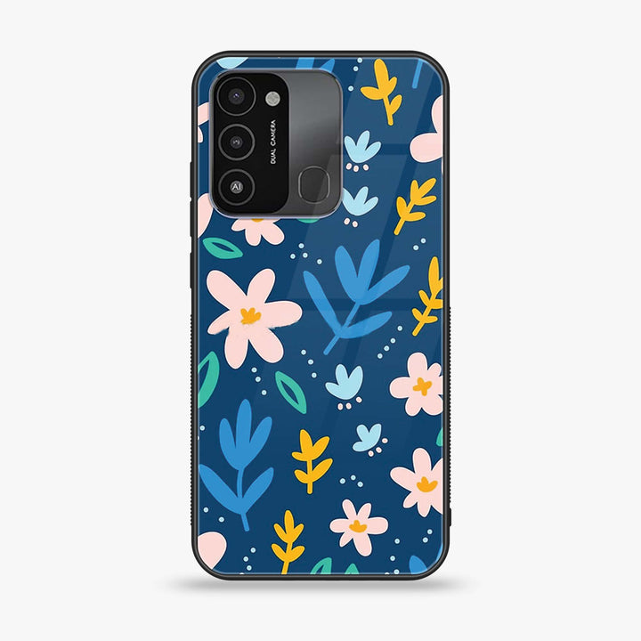 Tecno Spark 8C - Colorful Flowers - Premium Printed Glass soft Bumper Shock Proof Case