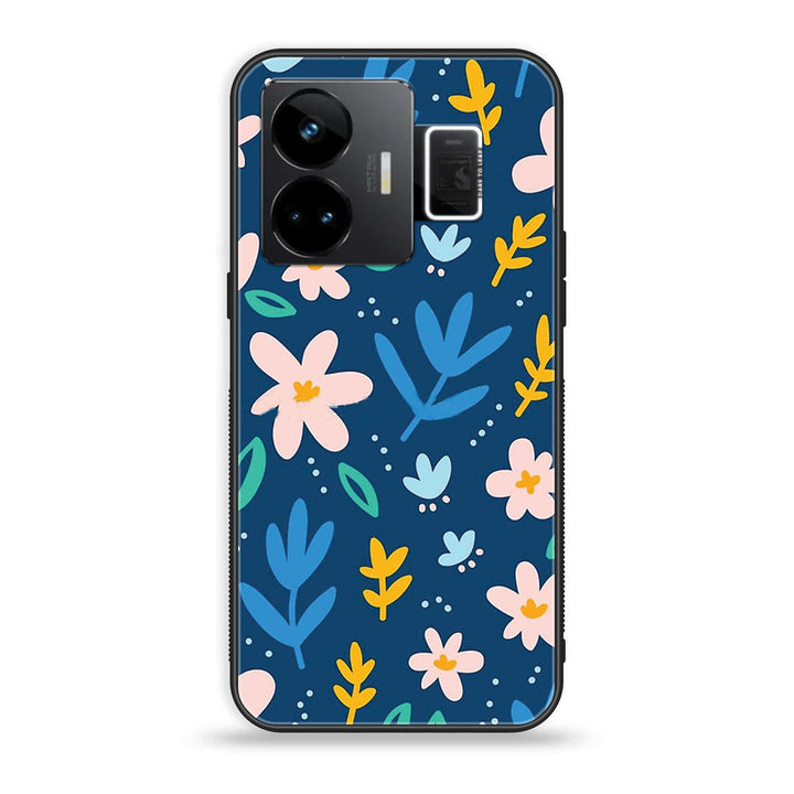 Realme GT3 - Colorful Flowers - Premium Printed Glass soft Bumper Shock Proof Case