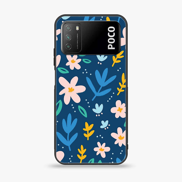Xiaomi Poco M3 - Colorful Flowers - Premium Printed Glass soft Bumper Shock Proof Case