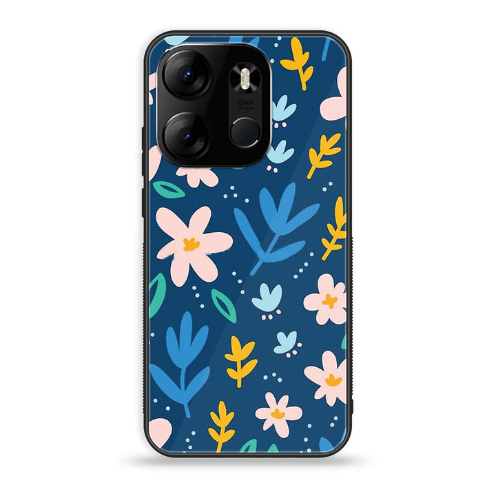 Tecno Spark Go 2023 - Colorful Flowers - Premium Printed Glass soft Bumper Shock Proof Case