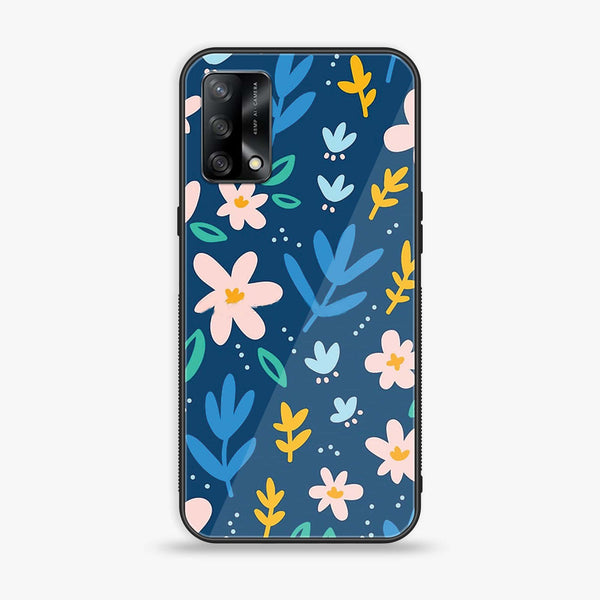 Oppo A74 - Colorful Flowers - Premium Printed Glass soft Bumper Shock Proof Case