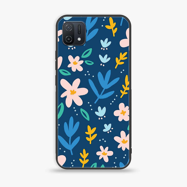 OPPO A16e - Colorful Flowers - Premium Printed Glass soft Bumper Shock Proof Case