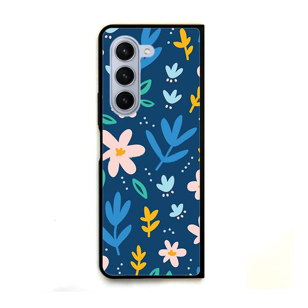 Galaxy Z Fold 5 - Colorful Flowers - Premium Printed Glass soft Bumper Shock Proof Case