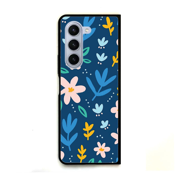 Galaxy Z Fold 5 - Colorful Flowers - Premium Metal Printed soft Bumper shock Proof Case
