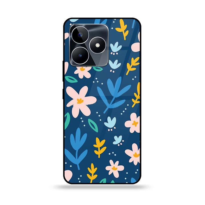 Realme Note 50 - Colorful Flowers - Premium Printed Glass soft Bumper Shock Proof Case