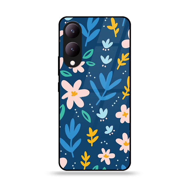 Vivo Y17S - Colorful Flowers - Premium Printed Glass soft Bumper shock Proof Case