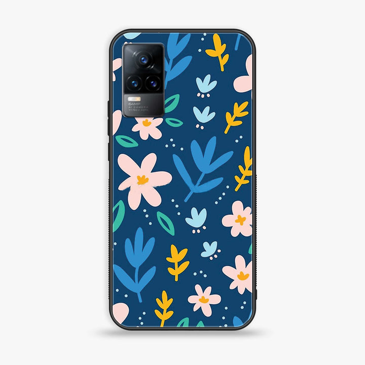 Vivo Y73 2021 - Colorful Flowers - Premium Printed Glass soft Bumper Shock Proof Case