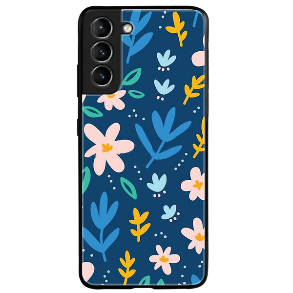 Samsung Galaxy S21 Plus - Colorful Flowers - Premium Printed Glass soft Bumper Shock Proof Case