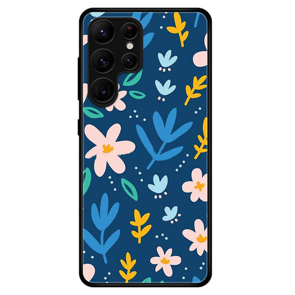 Samsung Galaxy S22 Ultra - Colorful Flowers - Premium Printed Glass soft Bumper Shock Proof Case