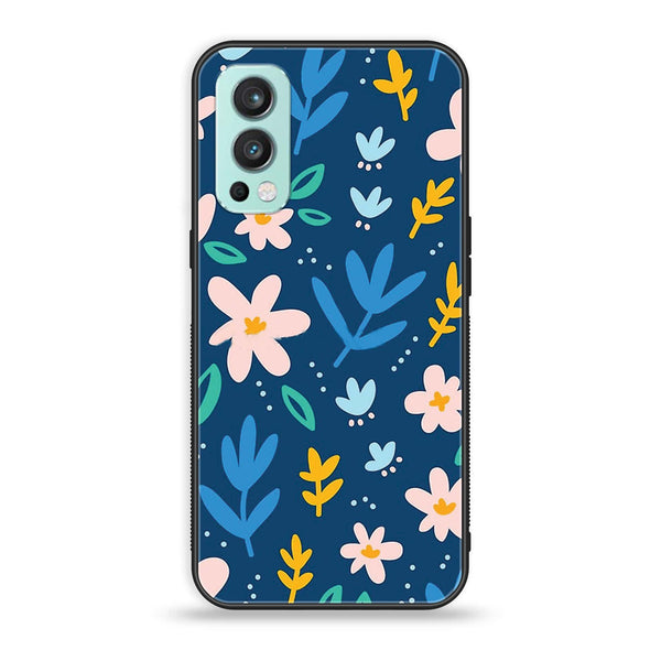 OnePlus Nord 2 5G - Colorful Flowers - Premium Printed Glass soft Bumper Shock Proof Case