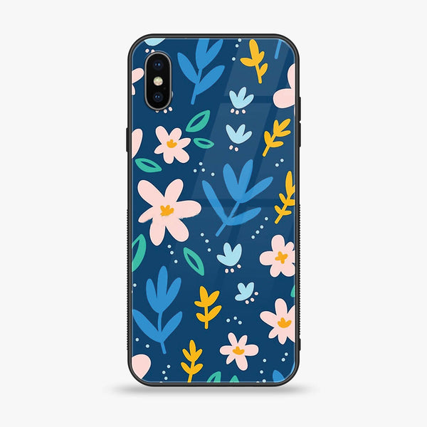 iPhone X/XS - Colorful Flowers - Premium Printed Glass soft Bumper shock Proof Case