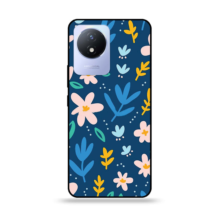 Vivo Y02 - Colorful Flowers - Premium Printed Glass soft Bumper Shock Proof Case