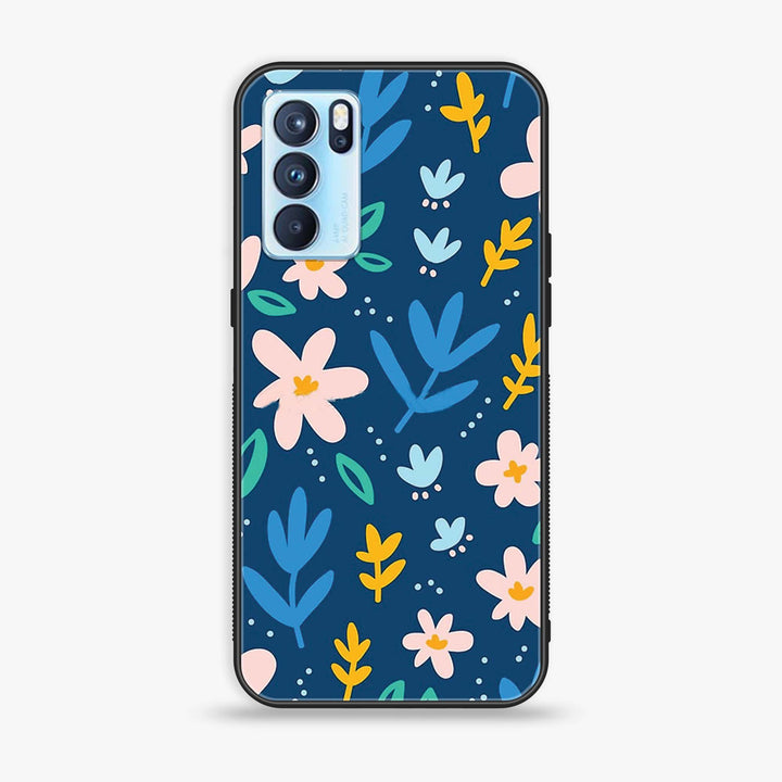 Oppo Reno 6 Pro - Colorful Flowers - Premium Printed Glass soft Bumper Shock Proof Case