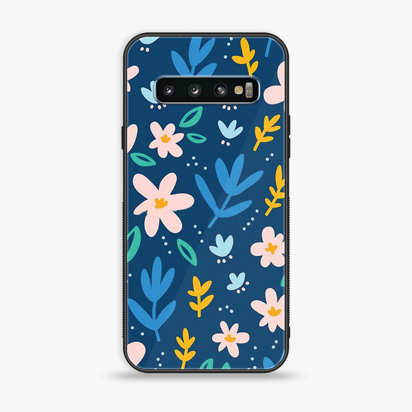 Samsung Galaxy S10 - Colorful Flowers - Premium Printed Glass soft Bumper Shock Proof Case CS-46423