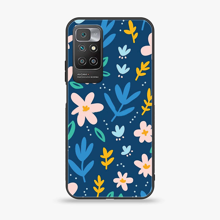 Xiaomi Redmi 10 - Colorful Flowers - Premium Printed Glass soft Bumper Shock Proof Case