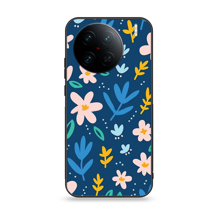 Vivo X90 Pro - Colorful Flowers - Premium Printed Glass soft Bumper Shock Proof Case