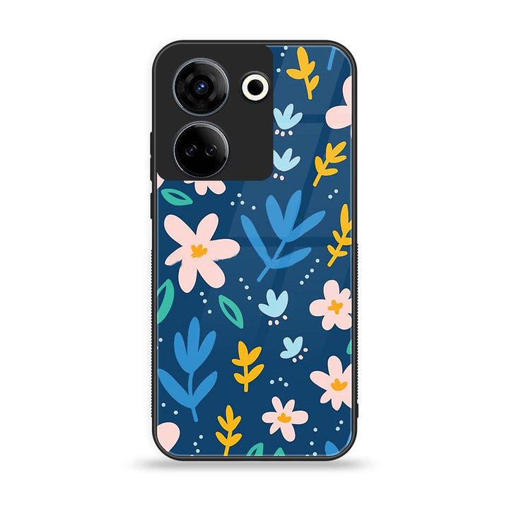 Tecno Camon 20 Pro - Colorful Flowers - Premium Printed Glass soft Bumper shock Proof Case